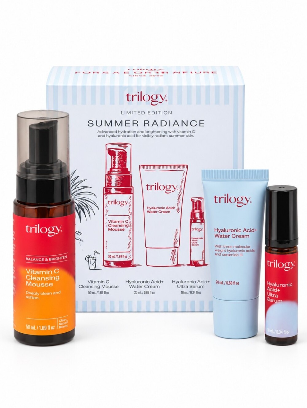 Trilogy Summer Radiance Vitamin C Hyaluronic Acid Skincare Set